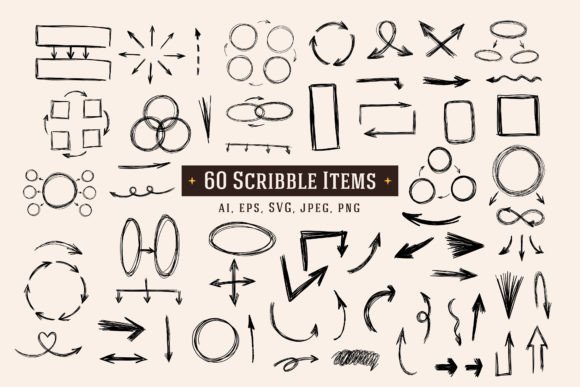 60 Scribble Arrows Infographic Chats