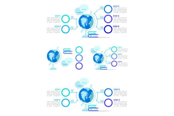 Learning Blue Infographic Template Set for Graphics and Infographics