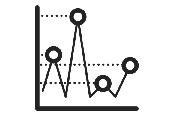 Line Chart Icon. Round Point Numbers Pre