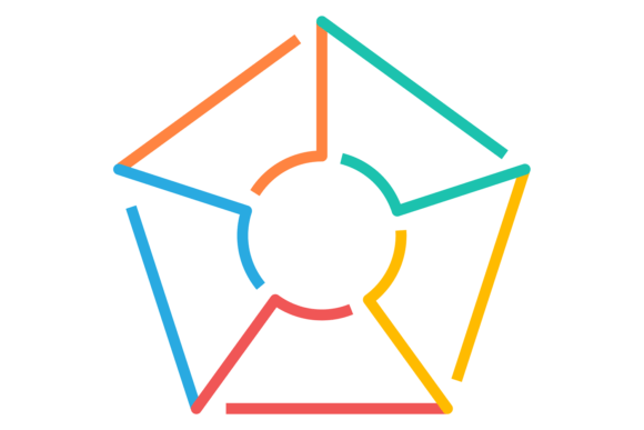 Pentagonal Infographic Frame. Color Line