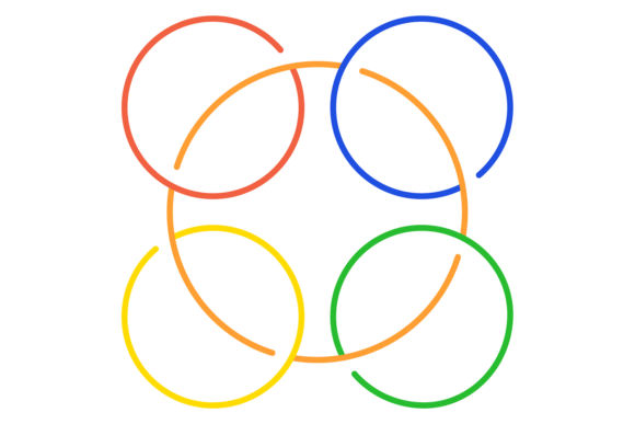 Review: Crossed Circles. Color Line Infographic