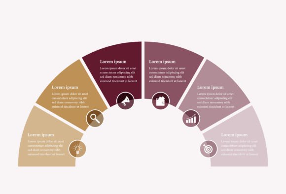 Six Steps Half Circle Infographic Chart